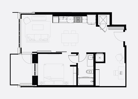 A black and white floor plan of a house with various rooms.